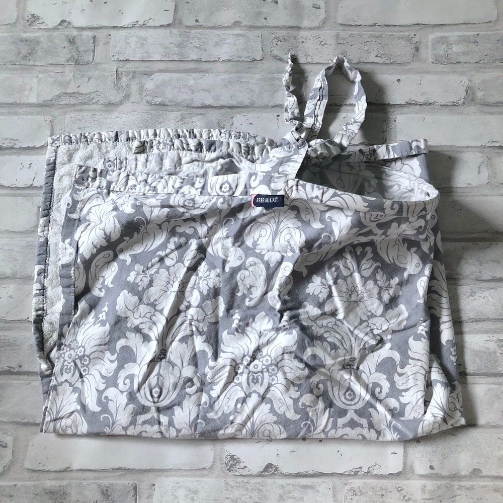 BEBE AU LAIT | Nursing Cover Cotton Chateau Silver Design Gray White Adjustable